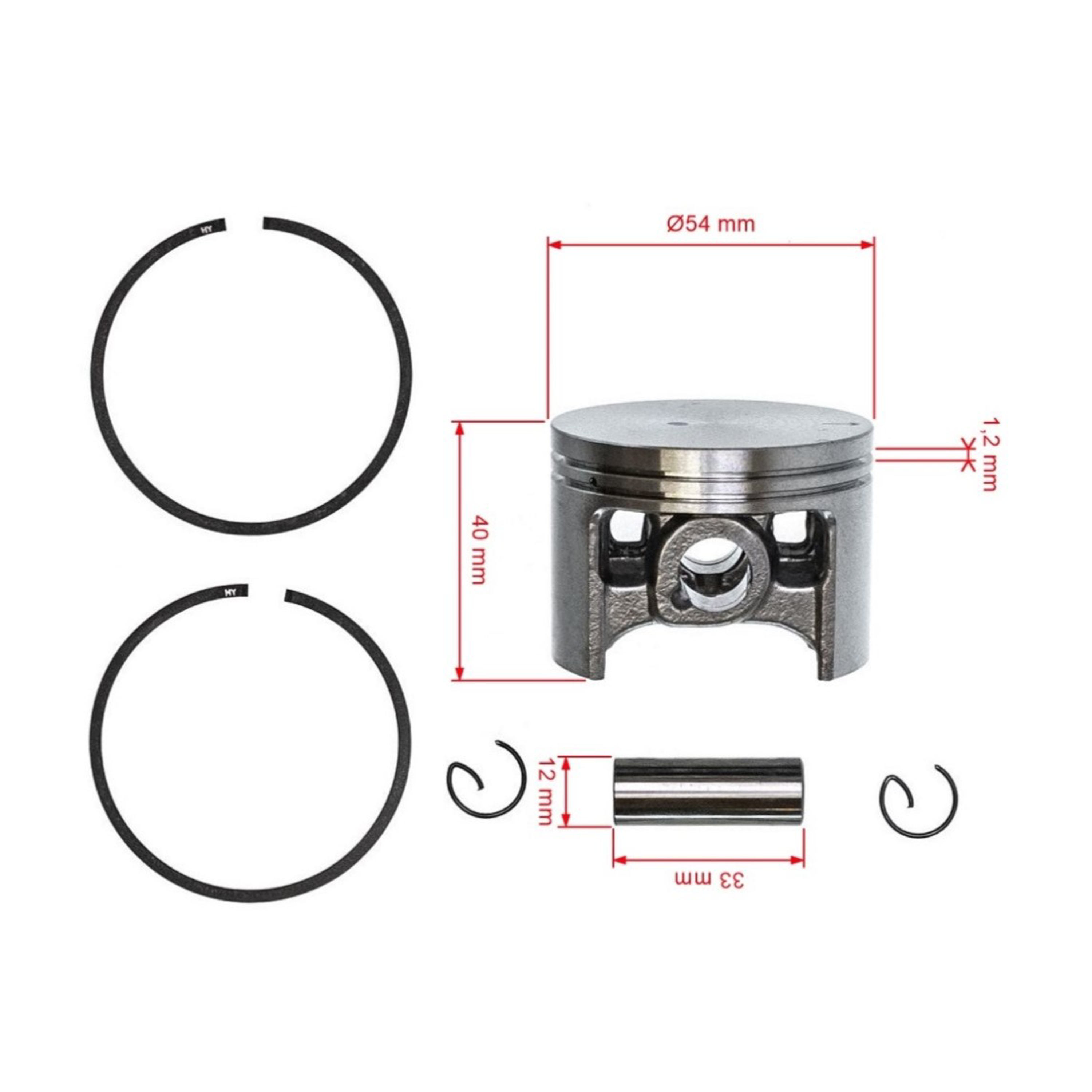 HS PARTS kompletní píst pro motorové pily Stihl 046 MS460 54 mm (OEM 11280302009)