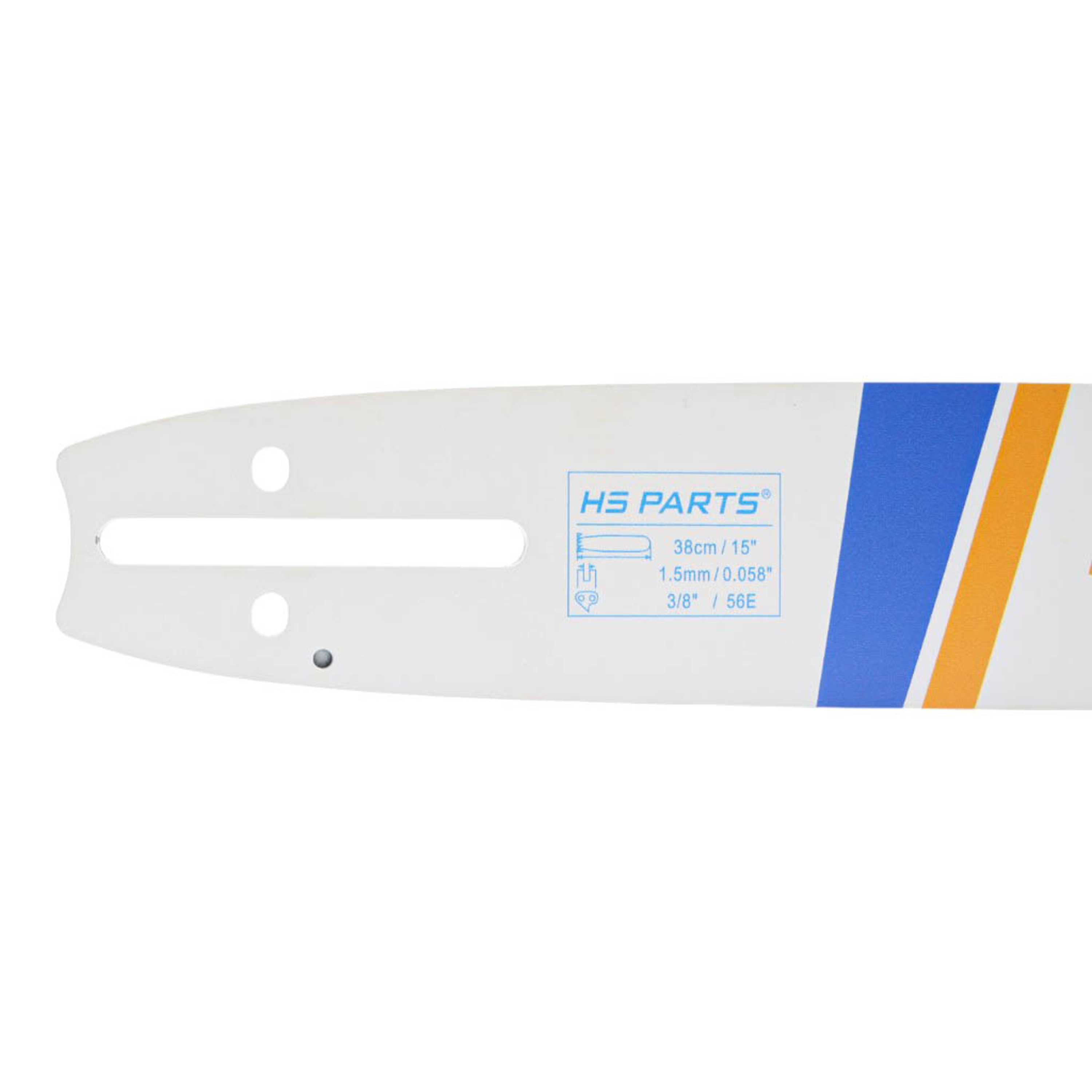HS PARTS vodící lišta 15" (38 cm) 3/8" .058" (1,5 mm) 56 článků pro Husqvarna 61 66 266 268 272 365 372XP 281 298 380 385 585 Solo 665 670 681 Jonsered 2077 2171 Dolmar PS6400 Shindaiwa 285 577 Makita DCS6400 DCS7301
