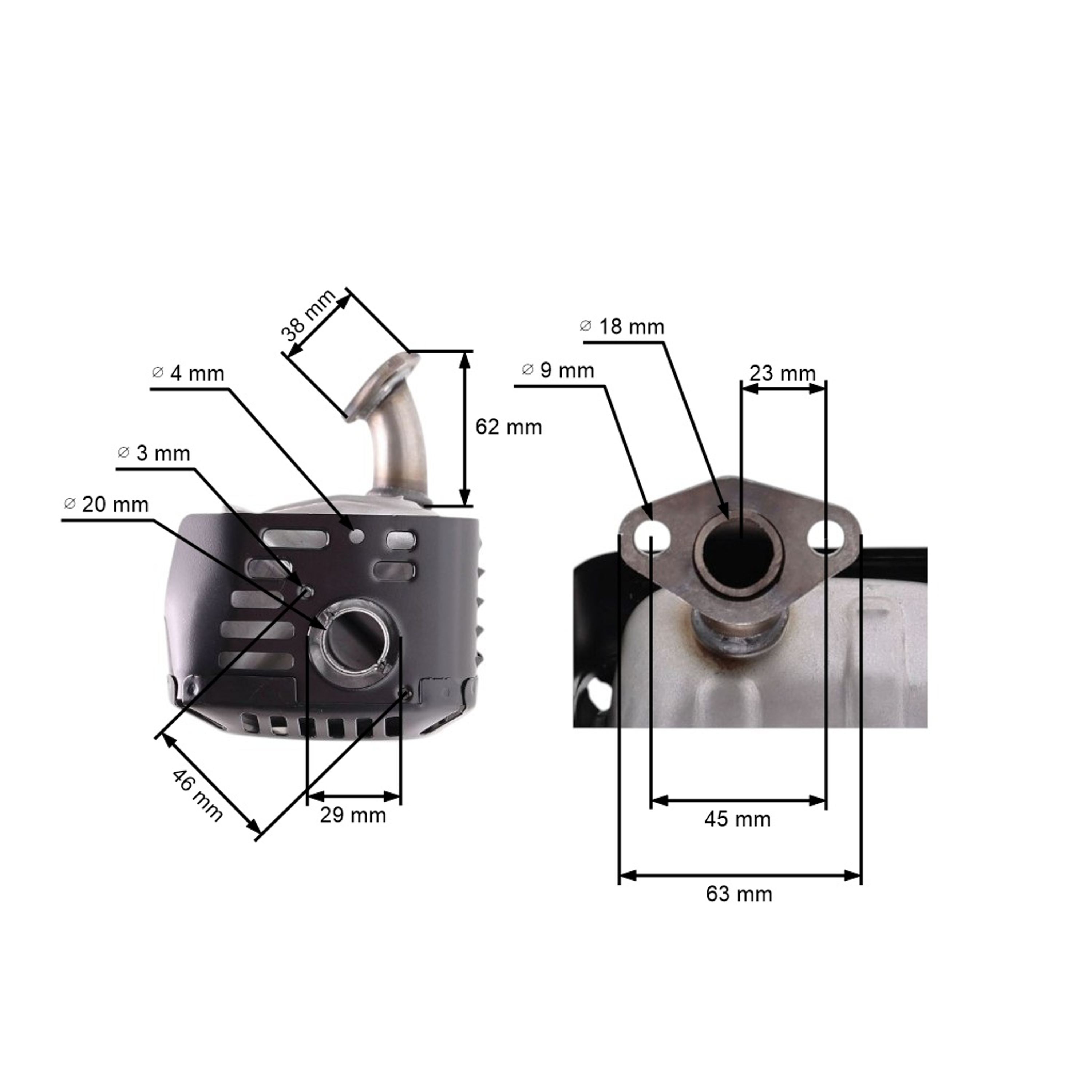 Výfuk typ HD pro motory Honda GX110 GX120 GX140 GX160 Zongshen 168FB (OEM 18300-ZE1-900 18310ZF1000 18310-ZE1-000 18310-ZE1-010 18310-ZF1-000)