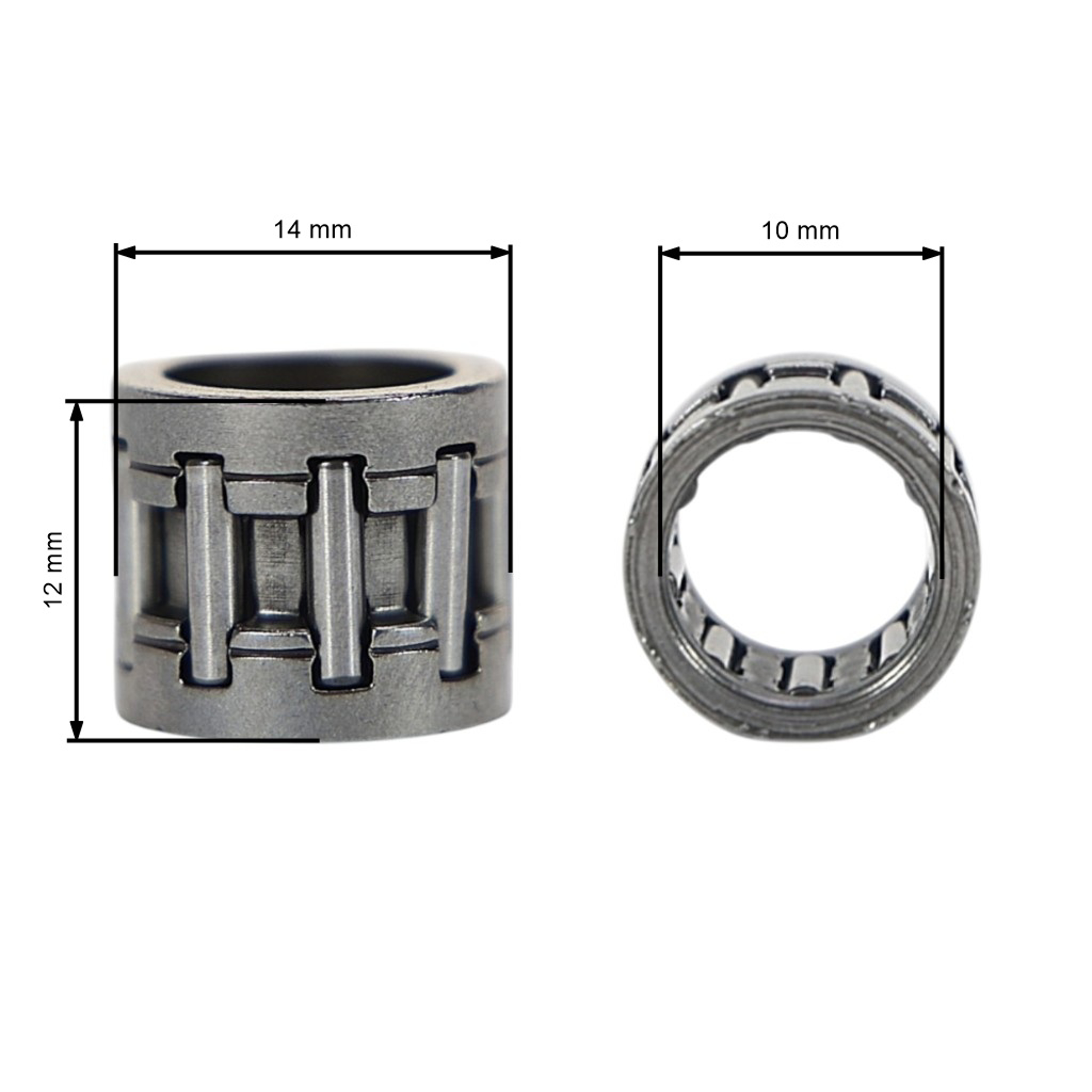 HS PARTS jehlové ložisko řetězky 10 mm x 14 mm x 12 mm pro motorové pily Husqvarna 36 41 136 137 141 142 Jonsered 2036 2040 Poulan 2775 2900 Partner 351 McCulloch M4620 (OEM 530032119)
