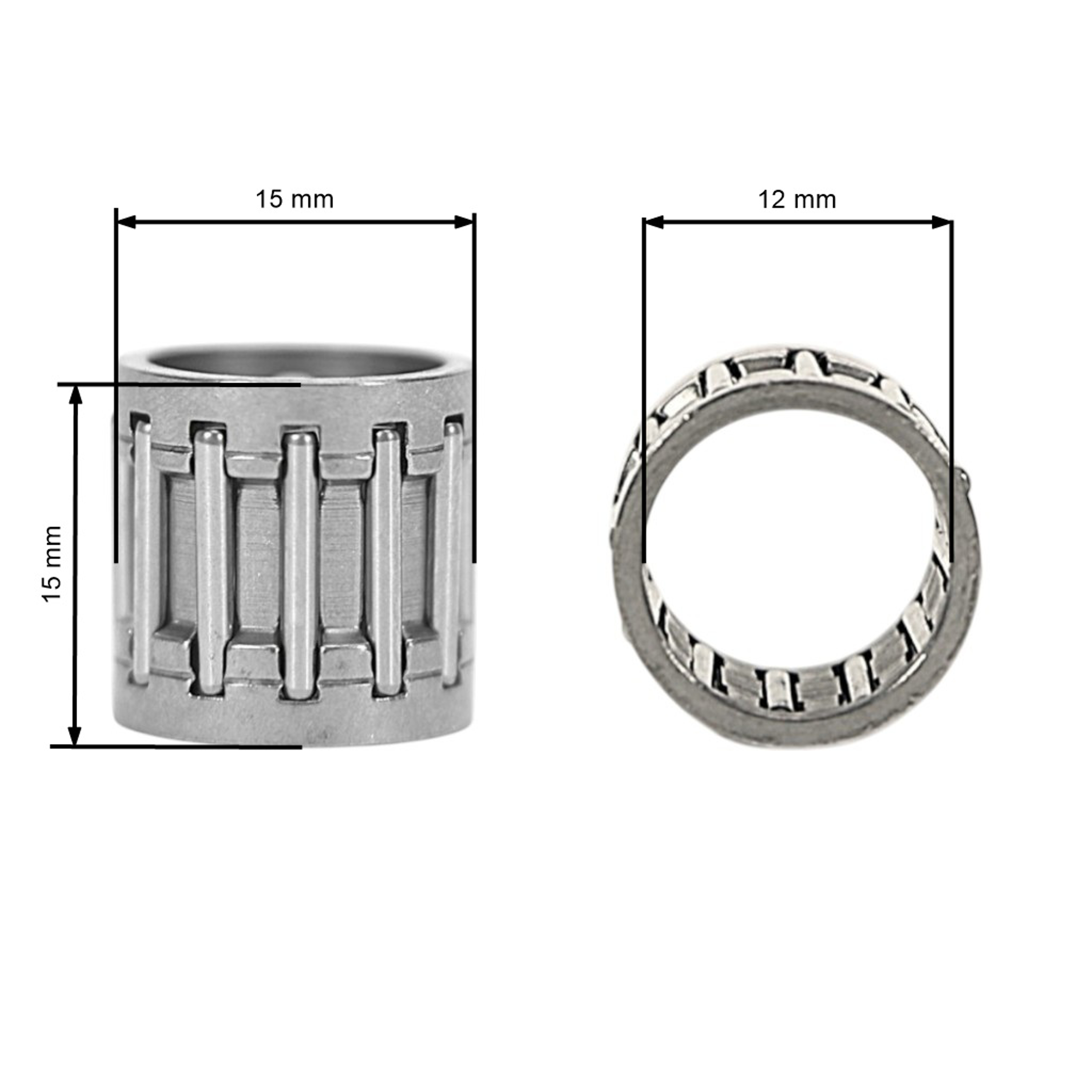 Jehlové ojniční ložisko 15 x 15 x 12 mm pro motorové pily Husqvarna 61 66 266 268 272XP 357XP 359 365 362 365 X-Torq Jonsered 625 630 2063 Stihl MS311 MS362 MS391 MS440 MS460 (OEM 503255601 95120033061)