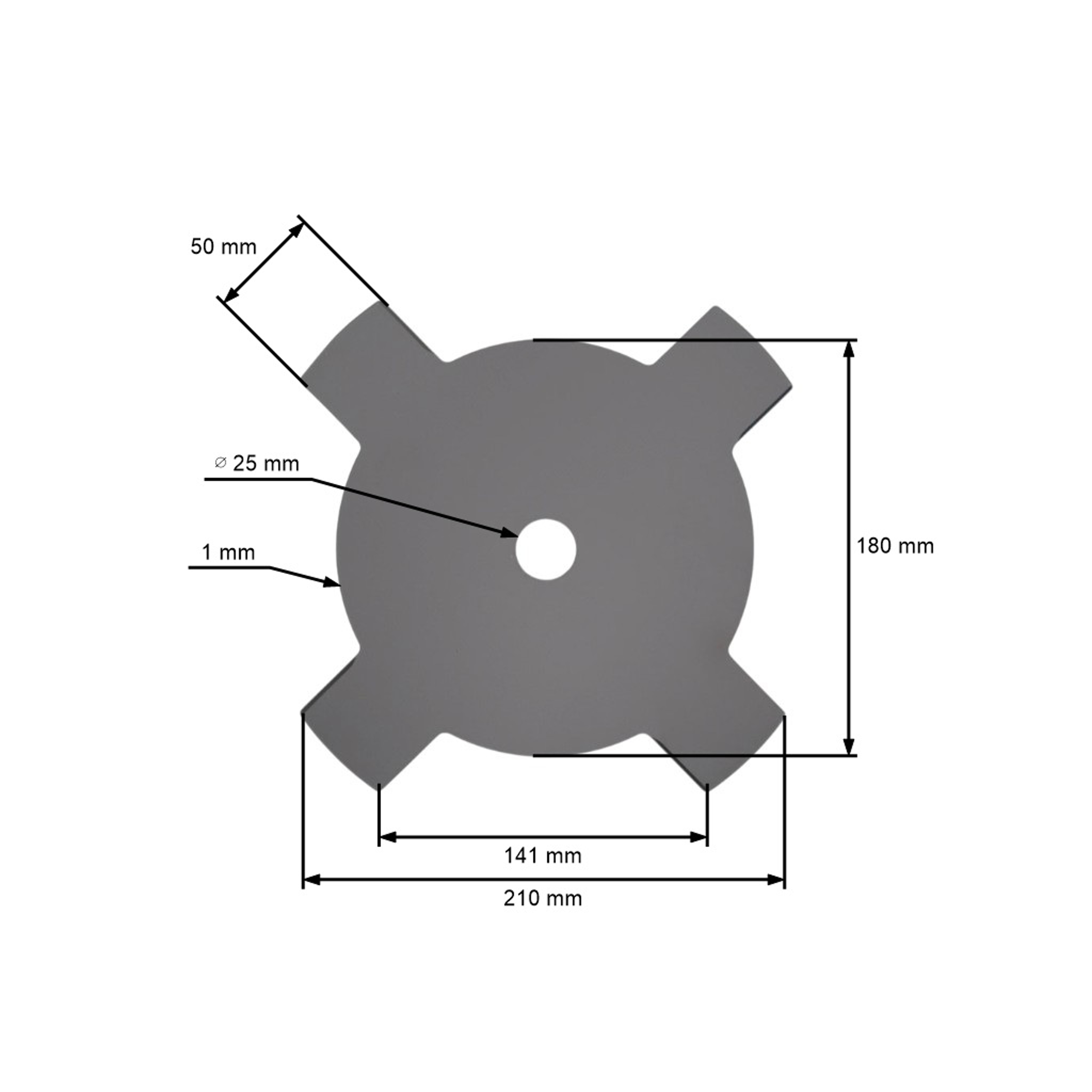 Žací ocelový nůž 4 zubý rozměr 255 mm x 25,4 mm pro křovinořezy a motorové vyžínače