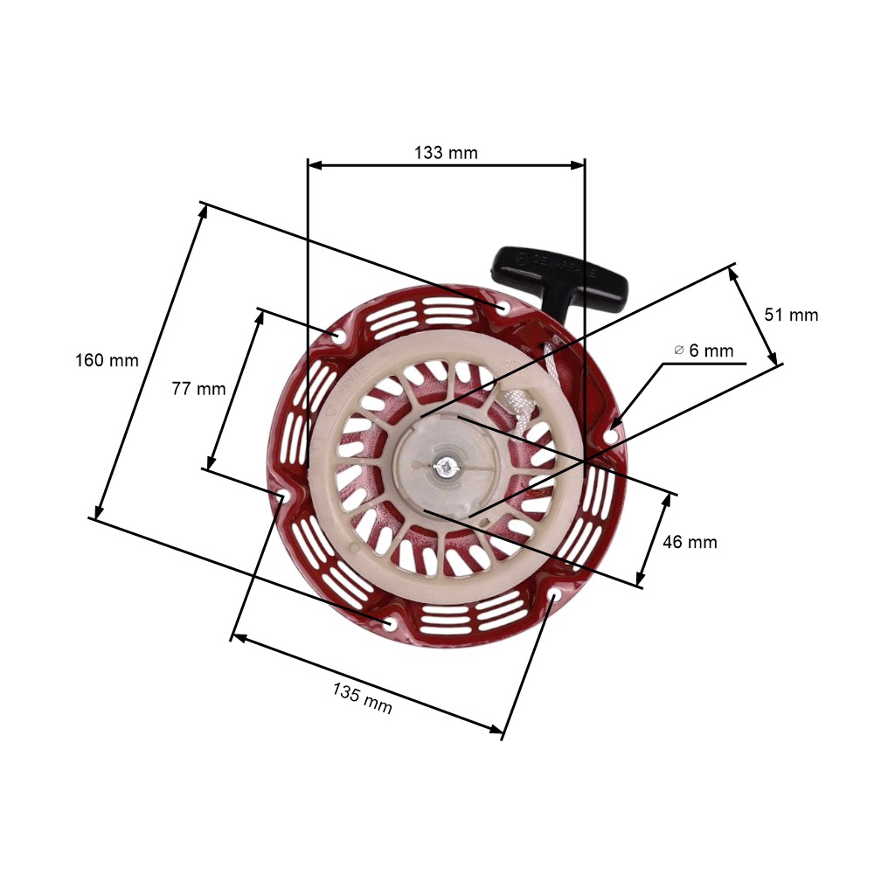 Kompletní startér pro motory Honda GX120 GX160 GX200 výkon 5,5 PS - 6,5 PS (OEM 28400-ZH8-13YA 28400-ZH8-013ZA)