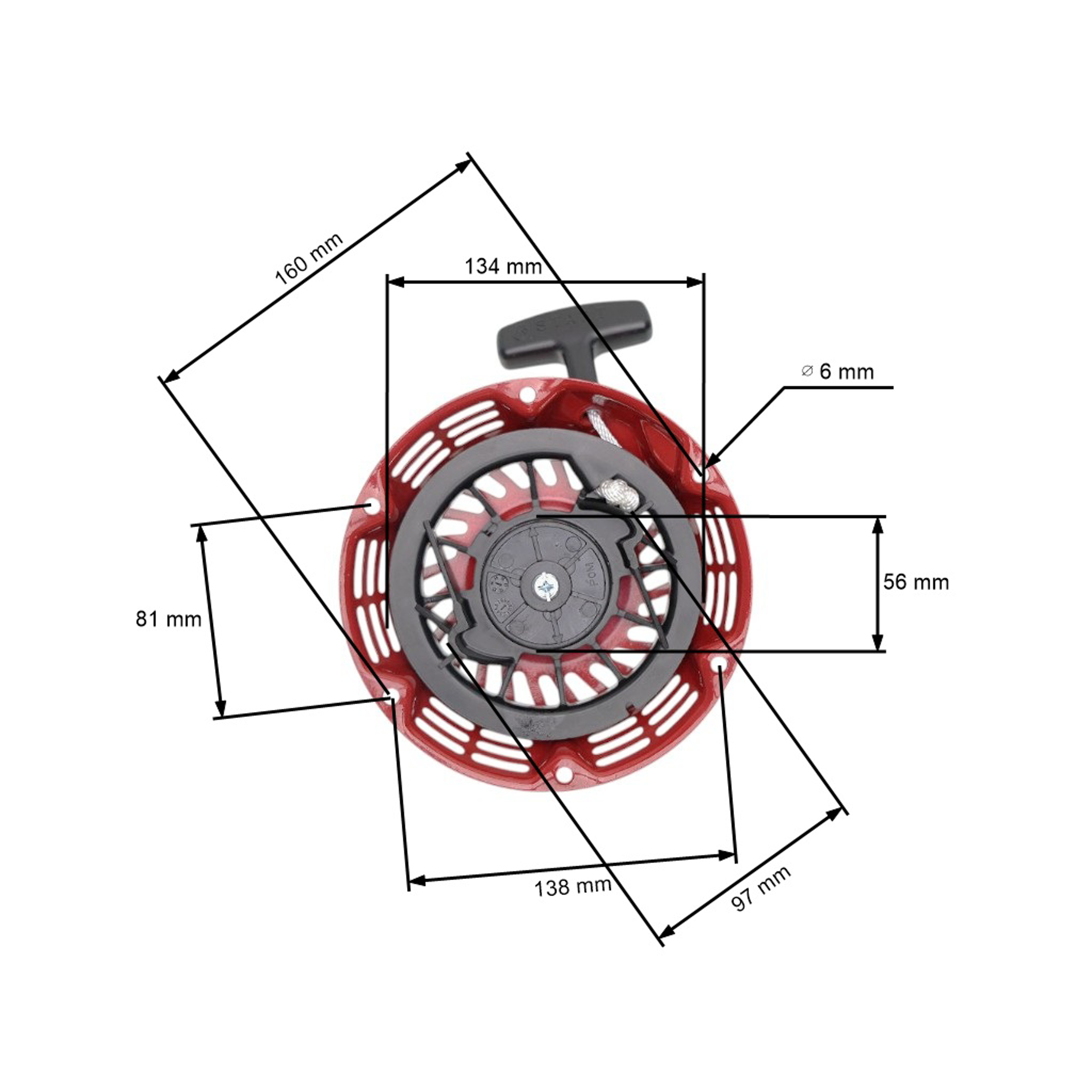 Kompletní startér pro motory Honda GX140 GX160 GX200 výkon 5,5 PS - 6,5 PS (OEM 28400-ZE1-003ZA 28400-ZE8-013ZA 28400ZE8509)