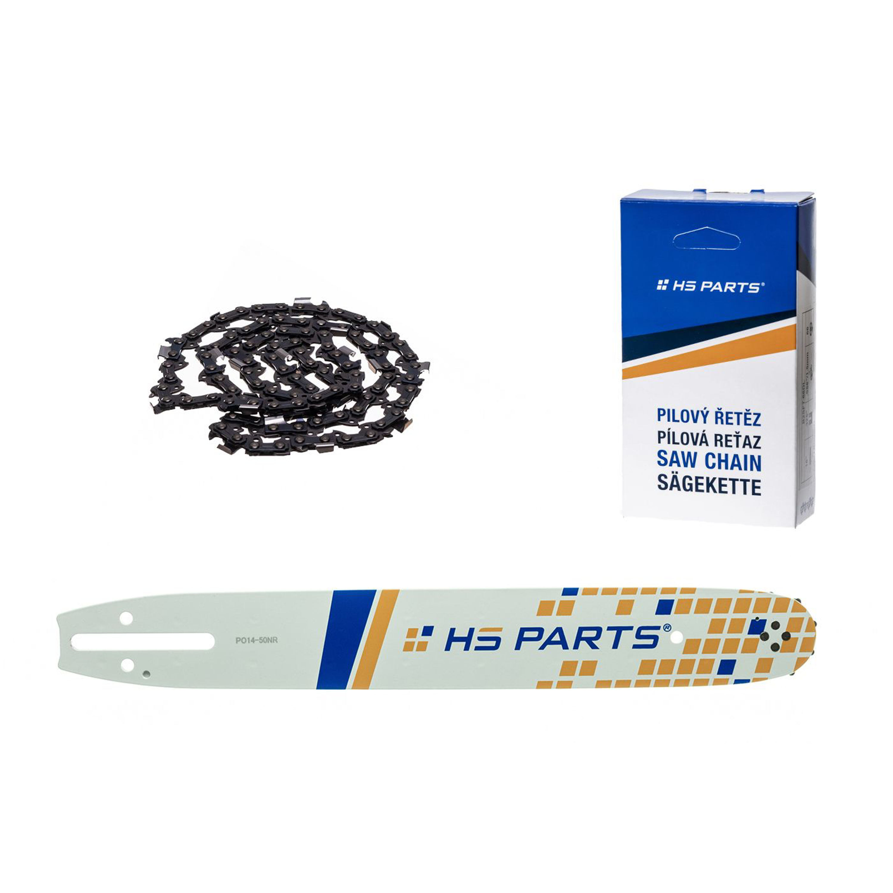 HS PARTS vodící lišta 14" (35 cm) 3/8" .050" (1,3 mm) + pilový řetěz 52 článků hranatý zub pro Husqvarna 136 137 140 235 236 240 Jonsered CS2135 CS2234 Partner 350 351 352 Dolmar 100 106 ES140 Makita DCS4301 UC3030A UC3500