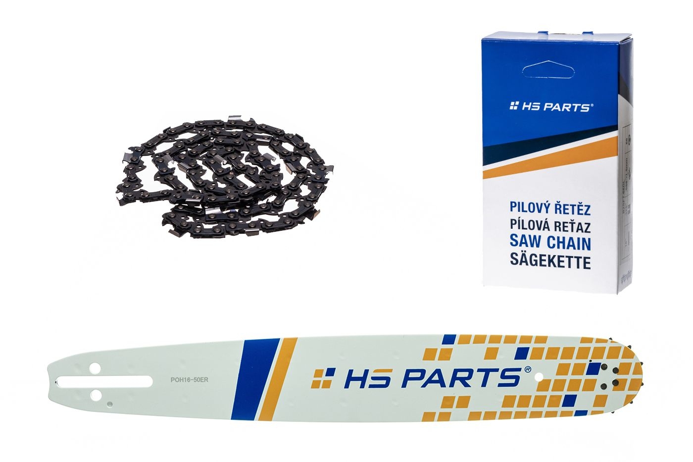 HS PARTS vodící lišta 16" (40 cm) 3/8" .050" (1,3 mm) + pilový řetěz 60 článků hranatý zub pro Husqvarna 246 254 262 345 357 455 460 555 560 Jonsered 2054 CS2260 Dolmar 111 112 115 PS540 Solo 613 614 650 Oleomac 162 956 962