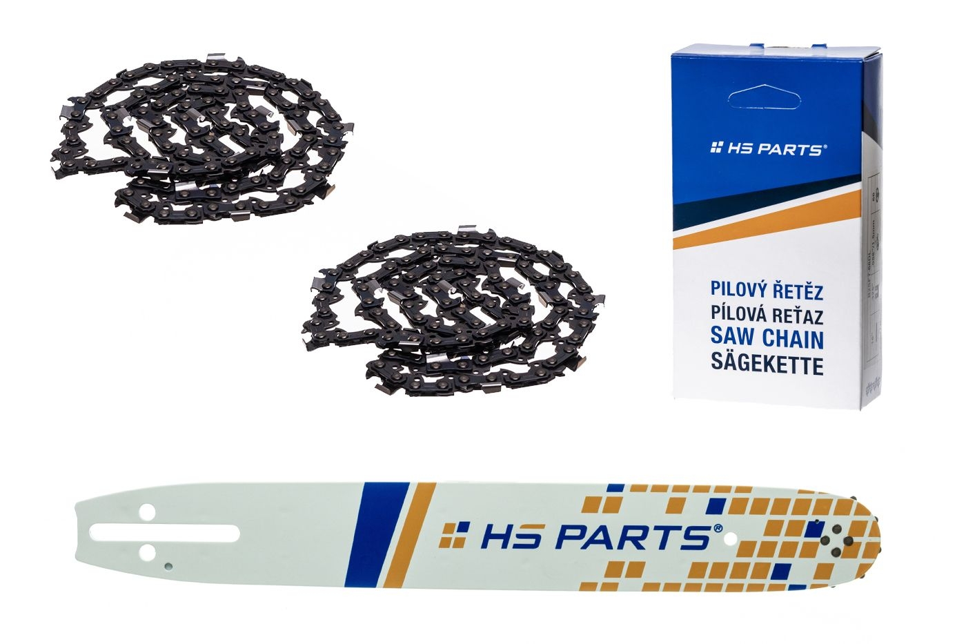 HS PARTS vodící lišta 16" (40 cm) 3/8" .050" (1,3 mm) + 2 x pilový řetěz 56 článků hranatý zub pro Husqvarna 120 135 140 240 334T 335XPT 338XPT T540XP Jonsered 2035 2036 CS2135 CS2139T Solo 614 630 633 635 637 McCulloch MS1636
