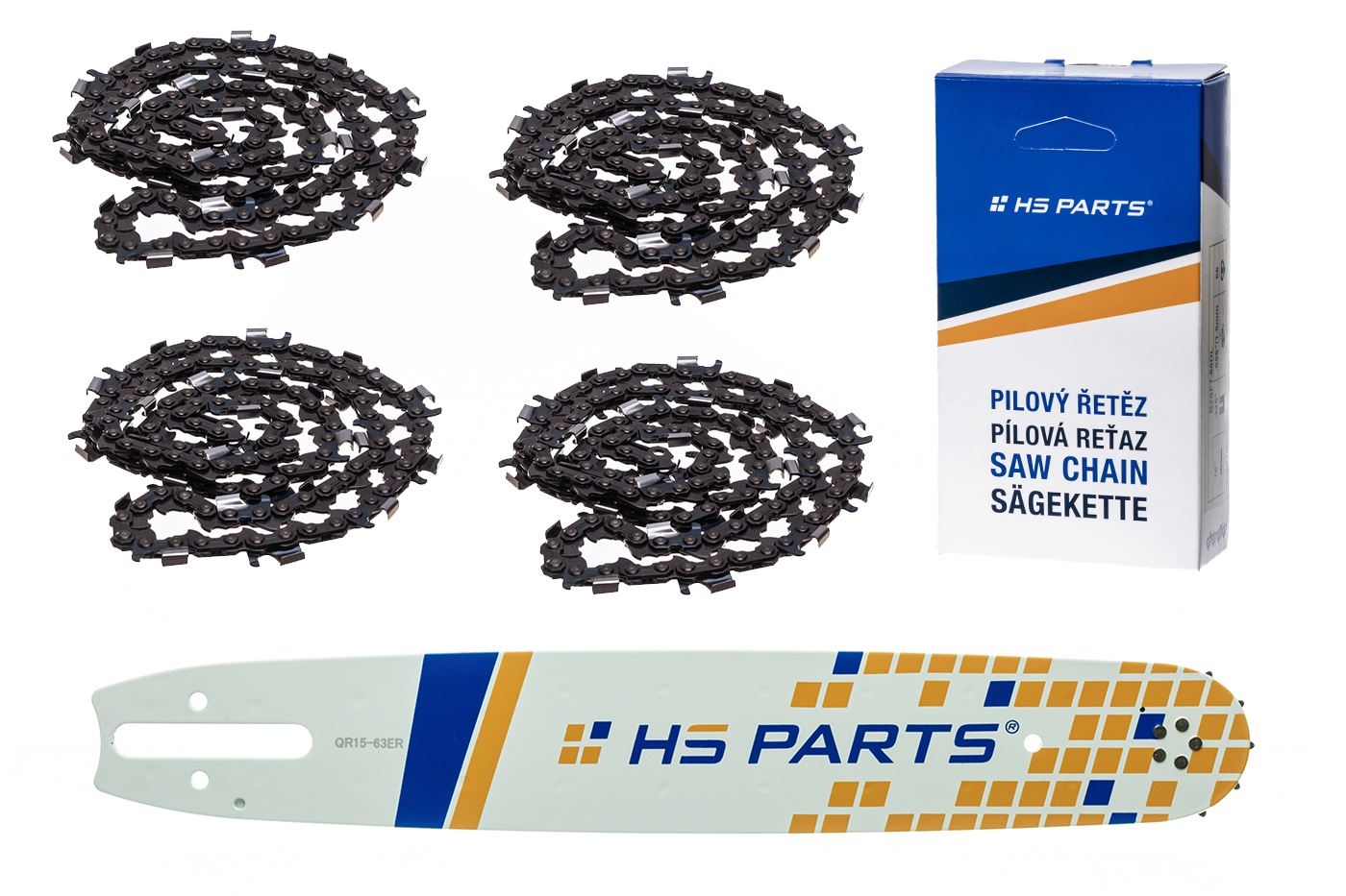 HS PARTS vodící lišta 15" (38 cm) 3/8" .063" (1,6 mm) + 4 x řetěz na podélné řezání 56 článků pro Stihl 041 042 036 044 048 066 MS290 MS310 MS360 MS361 MS362 MS391 MS440 MS441 MS462 MS460 MS640 MS650 MS660 MS500i