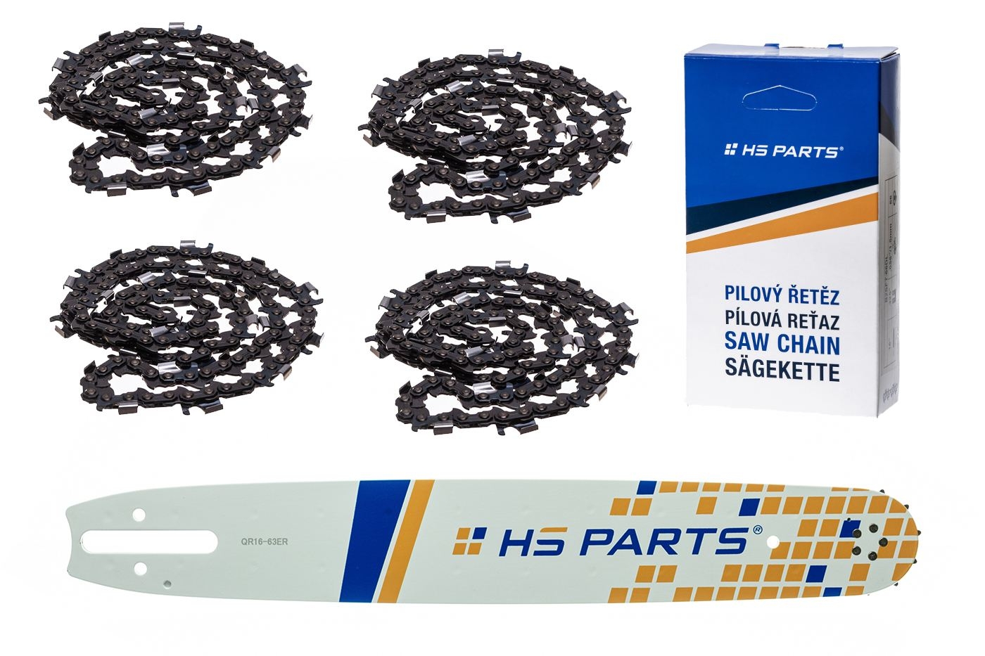HS PARTS vodící lišta 16" (40 cm) 3/8" .063" (1,6 mm) + 4 x řetěz na podélné řezání 60 článků pro Stihl 041 042 036 044 048 066 MS290 MS310 MS360 MS361 MS362 MS391 MS440 MS441 MS462 MS460 MS640 MS650 MS660 MS500i