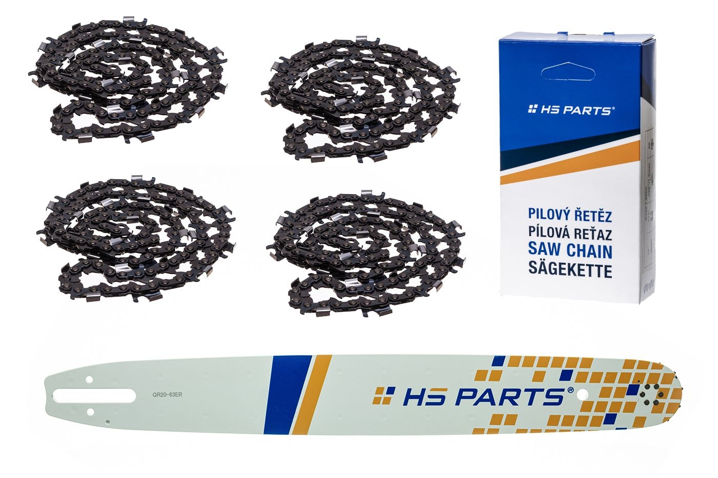 HS PARTS vodící lišta 20" (50 cm) 3/8" .063" (1,6 mm) + 4 x řetěz na podélné řezání 72 článků pro Stihl 041 042 036 044 048 066 MS290 MS310 MS360 MS361 MS362 MS391 MS440 MS441 MS462 MS460 MS640 MS650 MS660 MS500i
