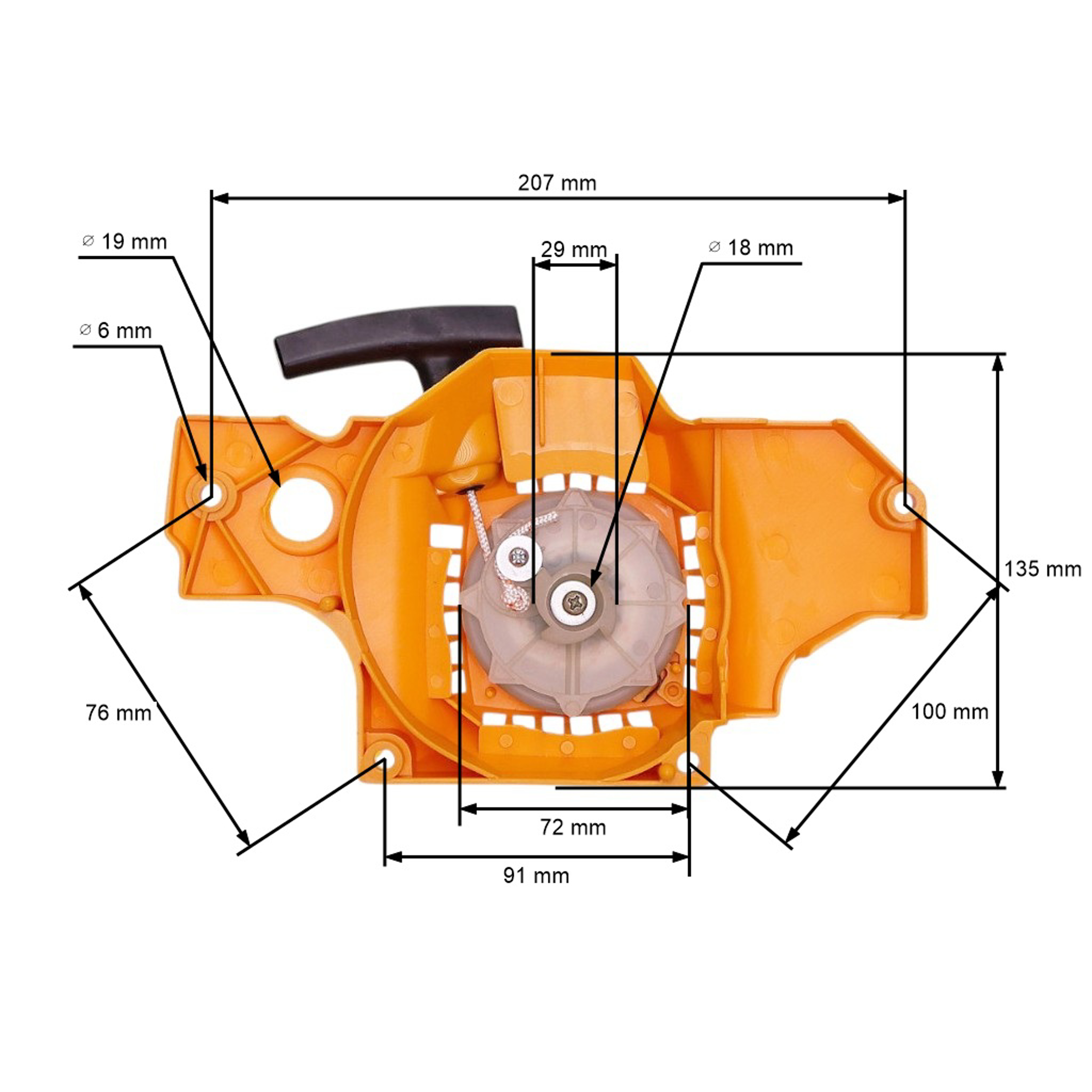 HS PARTS kompletní startér pro motorové pily Partner 350 351 370 390 420 McCulloch Mac 325 Mac Cat 338 MAC 3-14 XT (OEM 530049335)