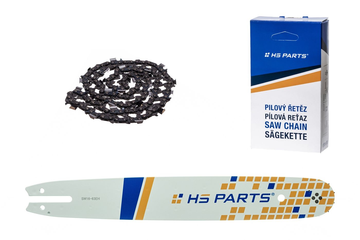 HS PARTS vodící lišta 16" (40 cm) .325" .063" (1,6 mm) + pilový řetěz 62 článků hranatý zub pro Stihl 021 023 025 MS210 MS230 MS231 MS241 MS250 MS251